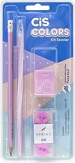Kit Escolar CIS Colors Rosa 4 peças (1 lápis, 1 caneta Spiro Clean, 1 borracha Spring e 1 apontador