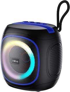 INAVA Caixa de Som Portátil com Suporte para Celular, 15h de Bateria, IPX6 à Prova d'Água, Luzes RGB, Som 360°, TWS/FM/USB/TF (Azul)