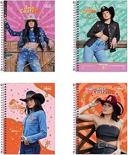 Kit de Cadernos Espiral, 1/4, Capa Dura, Ana Castela, 80 Folhas, Tilibra