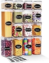 Kit de 15 Potes Herméticos para Mantimentos – Conjunto de 15 Unidades com Vedação de Silicone | Transparente BPA‑Free | Empilháveis – Organização de Cozinha e Despensa. com 14.5% de desconto por R$ 111,91 na amazon