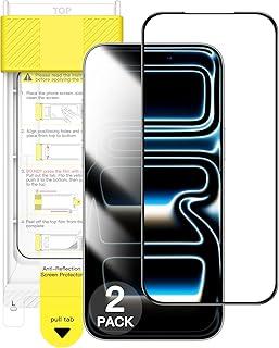 JETech Película de Vidro Temperado de Cobertura Total para iPhone 17 Pro Max, Revestimento Antirreflexo AR, Protetor de Tela Anti-Impressão Digital, Compatível com Capa, 6,9 Polegadas, Pacote com 2