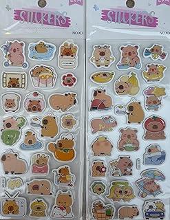 Kit 2 Cartelas de Adesivos Stickers Capivara em EVA Decorativos para Cadernos, Notebooks, Tablets, Planners