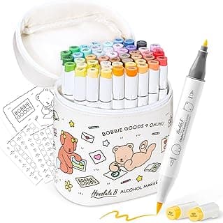 Canetas para Pintar Ohuhu & Bobbie Goods: pincel e cinzel, conjunto de marcadores de álcool de 48 cores para artistas iniciantes, pontas duplas para livros de colorir, desenhar, esboçar, ilustrar