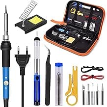 Ferro de Solda 220v Kit Ferro de Soldar Profissional 60w, Ferramenta de Soldagem de Temperatura Ajustável, 5 Pontas de Solda, Bomba de Dessolda Sugador de Solda