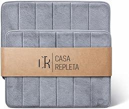 Kit com 2 Tapetes de Banheiro Super Soft, 60x40cm, Cores Cinza e Preto - Casa Repleta