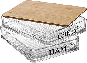 WOLFF - Porta Frios com Tampa de Bambu Basic 20cm x 15cm x 8cm Vidro