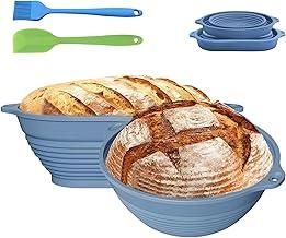 Cestos de Prova de Pão de Silicone, 1 Redondo & 1 Oval Dobrável Cesta de Cozimento de Sourdough, Conjunto Completo para Fazer Pão Com Ferramentas Essenciais, Fácil de Limpar e Armazenar