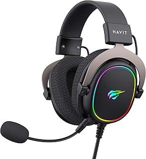 Havit Fone de Ouvido 7.1 USB Gamer H2002R Iluminação RGB, Falante de 50 mm, Microfone Destacável, Headband Regulável, Earpads confortáveis