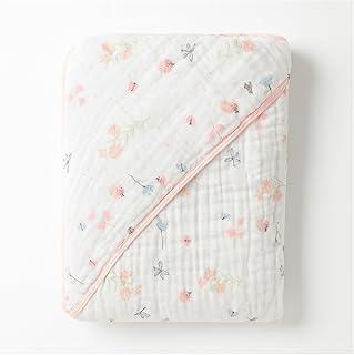 Toalha Soft com Capuz 80x80cm – 100% Algodão, 3 Camadas Ultra Macias, Para Bebês e Crianças Pequenas, Ideal para Banho, Piscina e Enxoval (Branco/Rosa.)