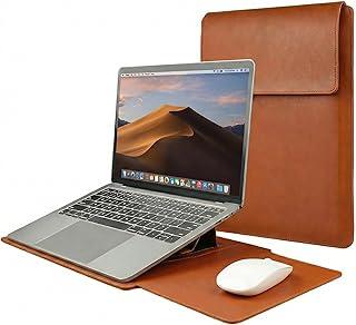 Capa PREMIUM em Couro para Macbook Pro e Air 13" a 14" Polegadas (2016-2025) com Suporte Ergonômico e Mousepad Integrado, Compatível com Notebook (Marrom)
