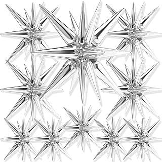 Kit 5 Balao Estrela 14 Pontas 22" (55cm) Metalizado | Balão Decorativo para Festas, Casamento, Aniversário, Eventos e Decoração (PRATA)