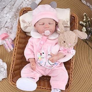 Bebê Reborn Boneca Menina Dormindo Coelho Realista Pintado Corpo de Silicone 48cm Com Acessórios Original (Menina Coelho Rosa) com 20.97% de desconto por R$ 152,52 na amazon