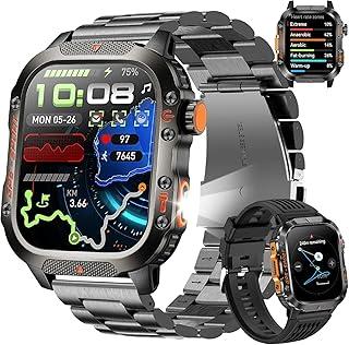 Smartwatch Resistente à Água com GPS, Tela 2.01 Polegadas, Bateria 540mAh, Lanterna LED, Bússola, Mais de 100 Modos Esportivos, Relógios desportivos para atividades ao ar livre, estilo militar