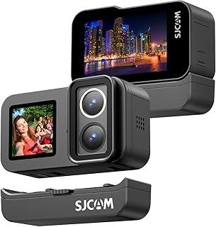 SJCAM Câmera de Ação SJ20 4K, Lente Dupla F2.0/F1.3, FOV 154°, Pouca Luz, Bateria 1850 mAh, Estabilização, Impermeável, Zoom 8X, Kits de Capacete, Suporte a Microfone Externo e Controle Remoto