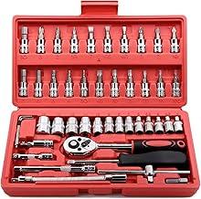 Kit Ferramentas 46 Peças com Catraca, Soquetes Allen Torx 1/4" e Extensão – Maleta Compacta Completa para Uso Profissional Automotivo e Doméstico