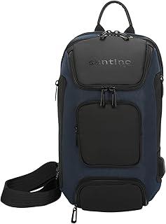 SANTINO Mochila Masculina Viagem Transversal 8L Tecido Oxford 35cm USB Bolso Antifurto [Quinn]