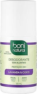 Desodorante Roll-On sem Alumínio, Natural, Vegetal e Vegano, Coco e Magnésio, com Perfume Suave de Lavanda, Boni Natural, 55ml