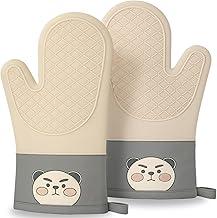 Par de Luvas de Forno Antiderrapantes em Silicone e Tecido Resistentes ao Calor para Cozinha, Assadeiras, Panelas e Churrasco – Proteção Térmica, Conforto e Alta Durabilidade-Lene (Bege)