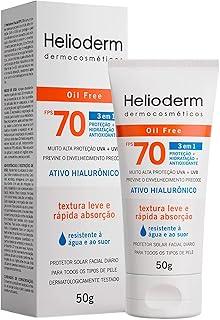 Protetor Solar Facial Helioderm FPS 70 Oil Free, Toque Seco, Controle de Oleosidade, Sem Cor, 50g