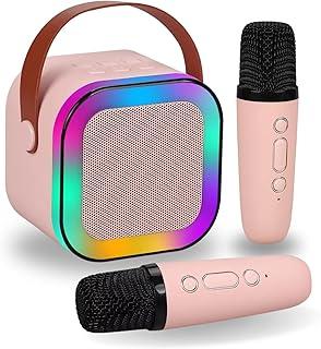 Karaoke Infantil Portátil com 2 Microfones Recarregável e Modos de Voz Divertidos - Diversão Musical para Crianças! (Rosa)