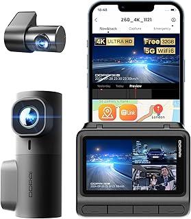 DDPAI Z60 Câmera Veicular 3 Canais 4K+2K+1080P - WiFi 5GHz com GPS, 32G eMMC D²Save, Tela IPS 3", Visão Noturna AI-ISP, ADAS, Modo Estacionamento AOV 20D (Sem Cartão SD)