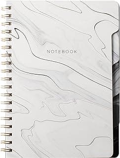 Fringe Studio Caderno de aba grande, "cinza mármore", capa de bolso flexível, pautada pela faculdade, 5 divisores de matriz/matriz, caderno espiral de anel duplo exposto, 18,4 x 25,4