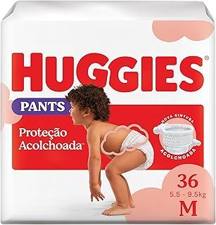 Fralda Pants Huggies Proteção Acolchoada Tamanho M 36 unidades – Nova fralda Supreme Care estilo roupinha, que veste como shortinho e com cintura acolchoada super macia que previne marquinhas, fácil de colocar e tirar (embalagem pode variar)