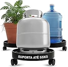Kit com 3 Suportes Multiuso com Rodinhas 360° – Para Botijão, Plantas e Galão | Suporta até 55kg