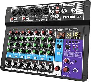 mesa de som，teyun/vedo 8 a8 canais digital/número profissional portátil com reverb bluetooth usb interface audio/áudio mixer 7-6-4-3- canal phantom 48v console,melhor que a6 a4 na4 power channel