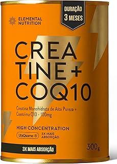 Creatina 100% Pura Micronizada e Coenzima Q10, Elemental Nutrition - 300g