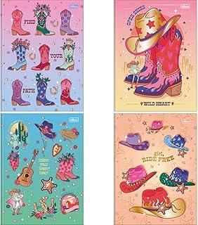 Kit de Cadernos Brochurão, Capa Dura, West Girl, 80 Folhas, Tilibra