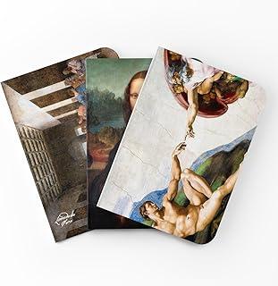 Kit de Cadernos sem Pauta A5 - Capa Flexível 80 Páginas cada 20x14cm - Clássicos da Arte