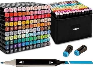 Marcadores À Base De Álcool 120 Cores Com Suporte - Caneta De Desenho Com Ponta Dupla Para Esboços E Ilustrações De Anime, Para Crianças E Adult com 5% de desconto por R$ 75,05 na amazon