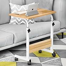 Mesa ajustável dobrável, mesa de notebook lateral com ajuste de altura (Nogueira-Básico)