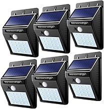 Kit 6 Luminárias Solar de Parede com Sensor de Movimento, 30 LED Branco Frio 6500K, Resistente à Água IP65, Energia Solar para Área Externa, Jardim, Varanda, Preto