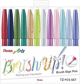 Pentel Caneta Pincel Brush Sign Pen Kit 12 Cores KITBRUSH-12P