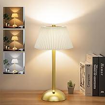 Luminária de Mesa LED com Base Metálica, 3 Temperaturas de Cor, Controle por Toque, Abajur de Tecido Bege, USB 3V, Branco