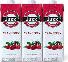 Kit com 3 Unidades - Suco de Cranberry Tradicional JUXX 1L - Antioxidante Natural - Bebida Pronta à Base de Frutas Vermelhas - Sabor Intenso e Refrescante - Fonte de Vitamina C - Pack Família