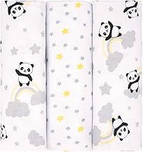 Kit 3 Cueiros Bebê 100% Algodão 80x50cm – Macio, Confortável, Estampado – Ideal Para Recém-Nascido, Enxoval e Presente Infantil (Branco/Cinza)