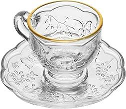 LYOR - Xícara de Chá com Pires New Butterfly com Fio de Ouro 180ml Cristal Ecológico