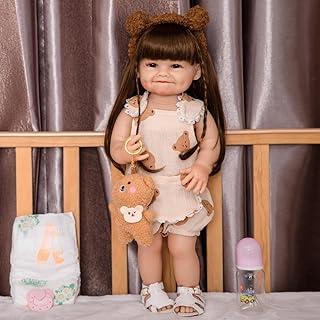 Bebê Reborn Boneca Menina Corpo de Silicone 48cm Olhos Castanhos