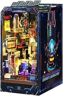 Conjunto Suportes para Livros DIY - Miniaturas Casas, Suportes Madeira 3D com Móveis e Luzes LED, Adequado para Crianças a Partir de 14 Anos (Laboratório de Energia)