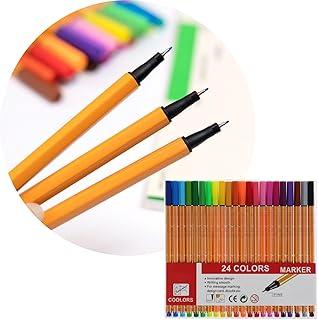 S'TYD Canetas Coloridas Ponta Fina, Fineline 0.4mm, Kit com 24 Cores, Ponteira de Metal, Tinta à Base de Água