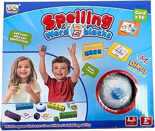 Jogo Educativo de Soletração em Inglês, Brinquedo de Alfabetização para Crianças, 50 Cartões com Blocos de Letras Coloridos, 3+ Anos