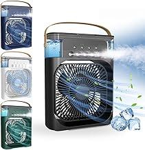 Ventilador Umidificador Portátil de Mesa | Cor Branco, 3 Velocidades, Climatizador, Tanque de Água, Luz LED RGB, Desligamento Automático, Bivolt | Ideal para Casa, Escritório, Viagens | Marca Layed®