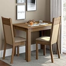 Conjunto Sala de Jantar Madesa Lola Mesa Tampo de Madeira com 2 Cadeiras - Rustic/Crema/Pérola