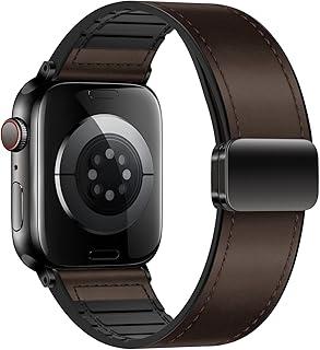 Pulseiras de couro genuíno compatíveis com Apple Watch séries 10, 9, 8, 7, 6, 5 e 49 mm, para Apple Watch séries 10, 9, 8, 7, 6, 5, 4 e SE Ultra/Ultra 2 de 44 mm, 45 mm, 46 mm e 49 mm
