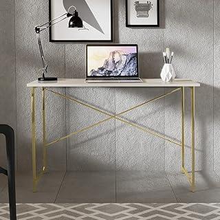 Escrivaninha Steel 90 cm Estilo Industrial com Pés em Aço Cor: Dourado/Off White