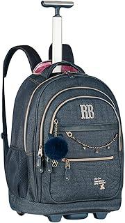 Mochila Escolar com Rodinhas Rebecca Bonbon, Compartimentos, Alça Reforçada, Haste Retrátil, Confortável, Estilo Juvenil, Menina