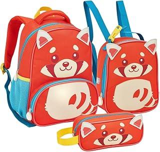 Kit Mochila Infantil Creche Menina Menino Animais Com Lancheira Termica e Estojo Passeio Escolinha
